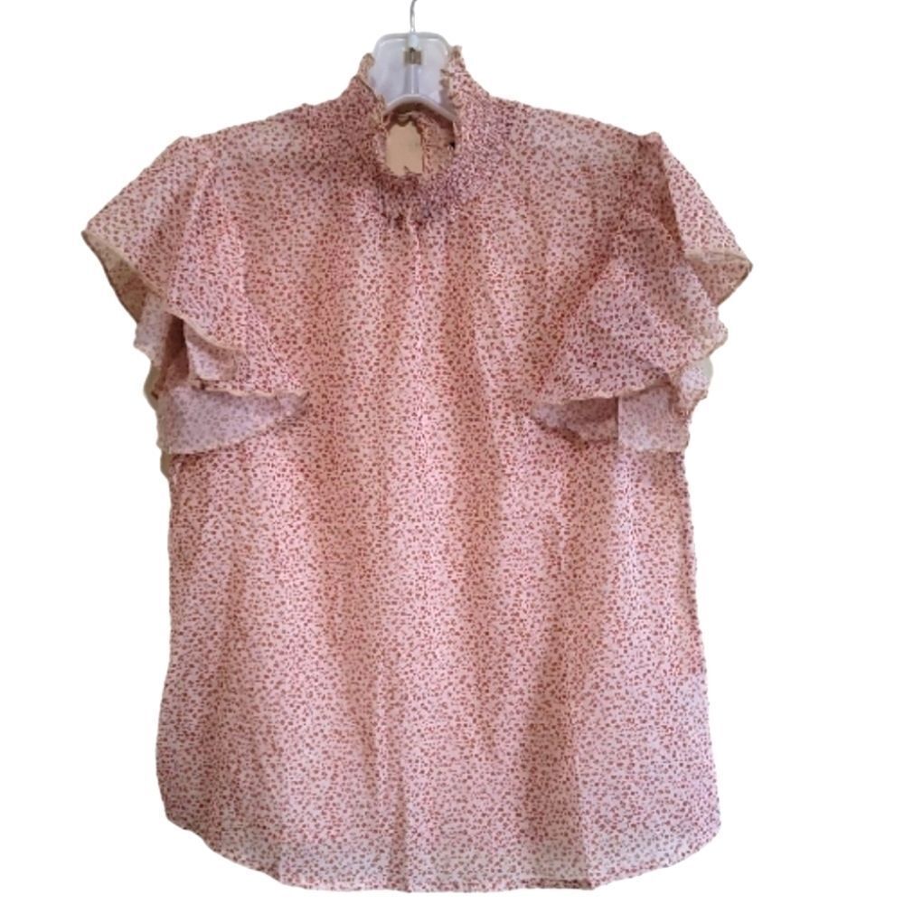 Shein Women's Brown and Tan Ruffle Sleeve Blouse Size Small